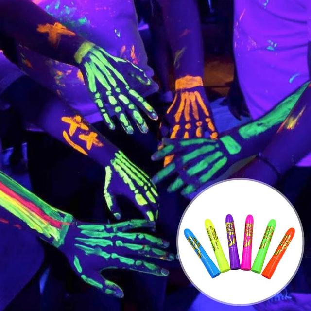 Cool Halloween Glow In The Dark Face Black Light Paint Neon Face Body Paint  DIY Drawing Crayon Stick Fluorescent Makeup Marker - AliExpress